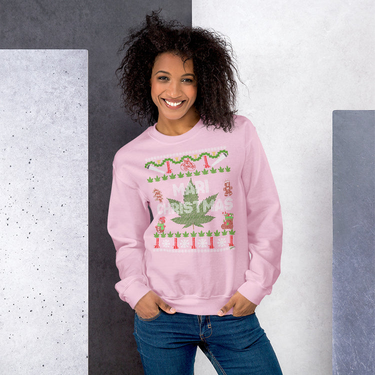 Funny christmas ugly sweater look mari christmas 420 unisex Sweatshirt