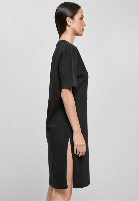 Olivier Industries TM - Samurai red 2 side print - Bio Ladies  slit dress blck