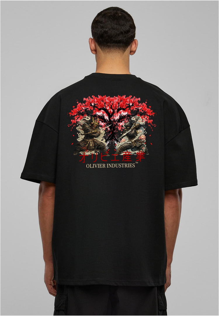 Olivier Industries TM - Handmade - 2 side Print Shinobi vs Samurai unisex heavy oversize Tee blck
