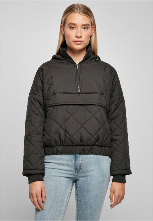 Ladies Oversized Diamond Quilted Pull Over Jacket