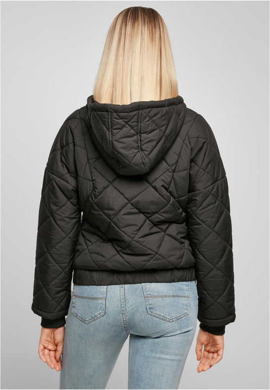 Ladies Oversized Diamond Quilted Pull Over Jacket