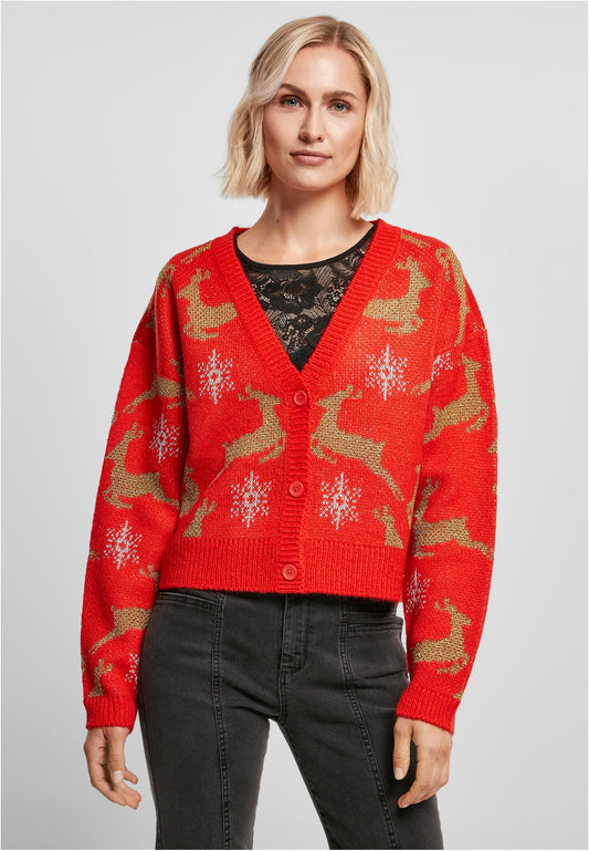 Ladies Short Oversized Christmas Cardigan