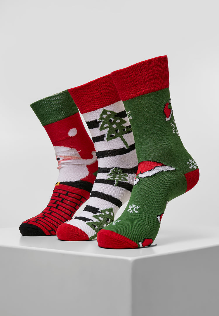 Stripe Santa Christmas Socks 3-Pack