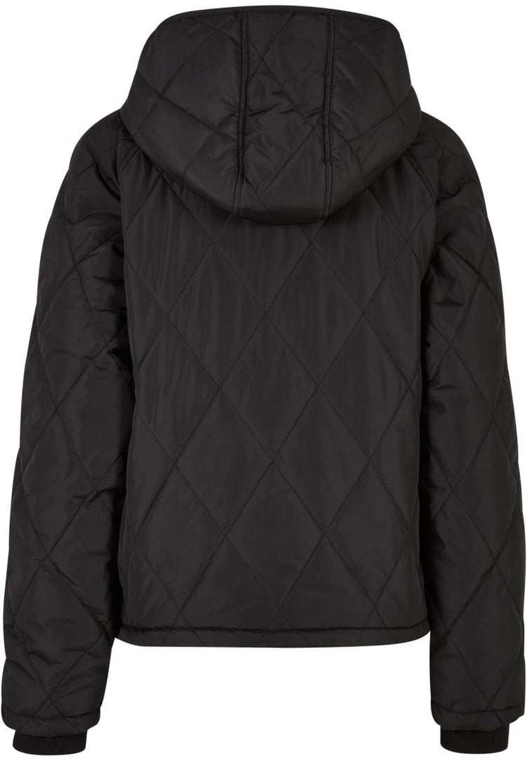 Ladies Oversized Diamond Quilted Hooded Jacket