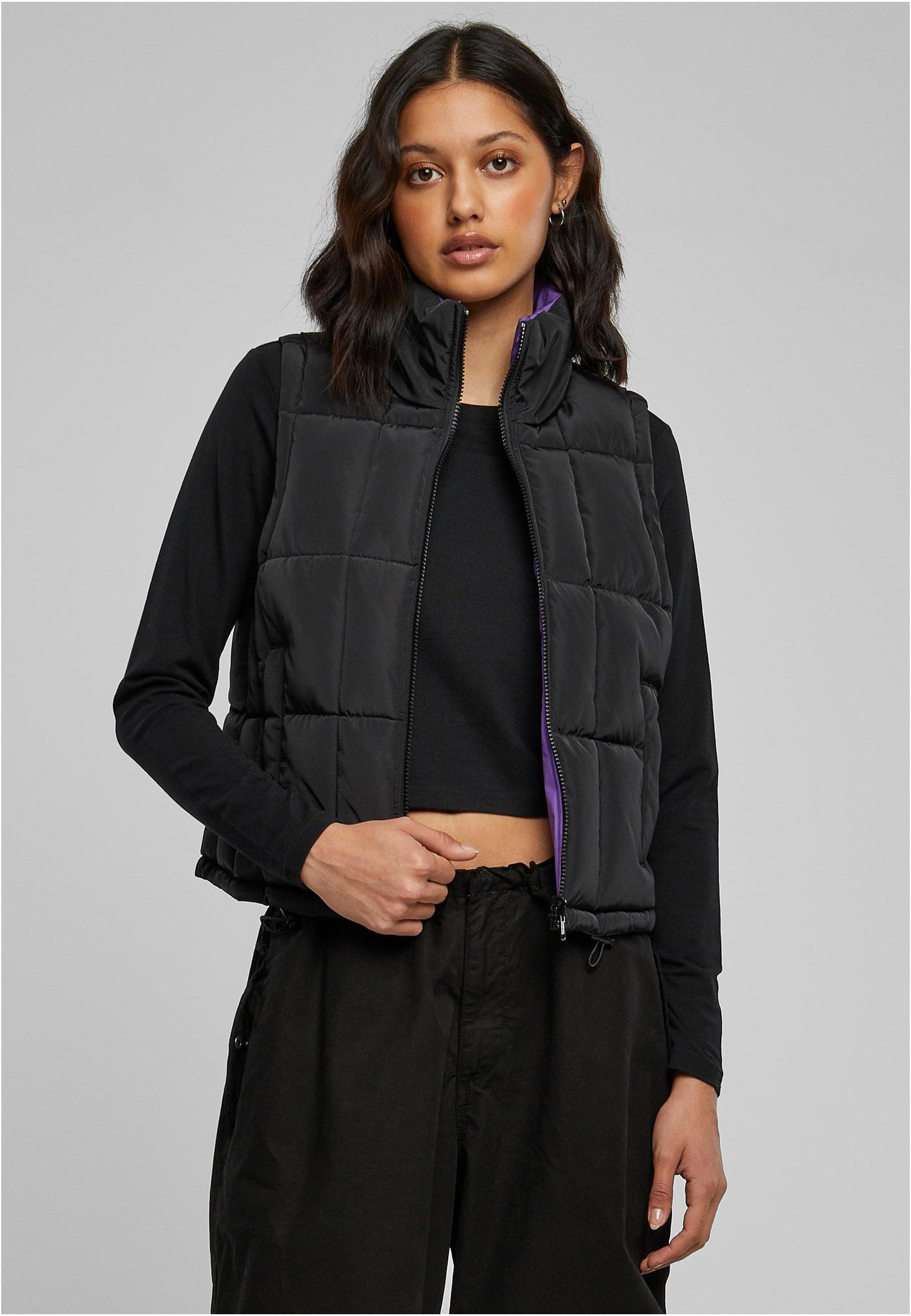 Ladies Reversible Cropped Puffer Vest