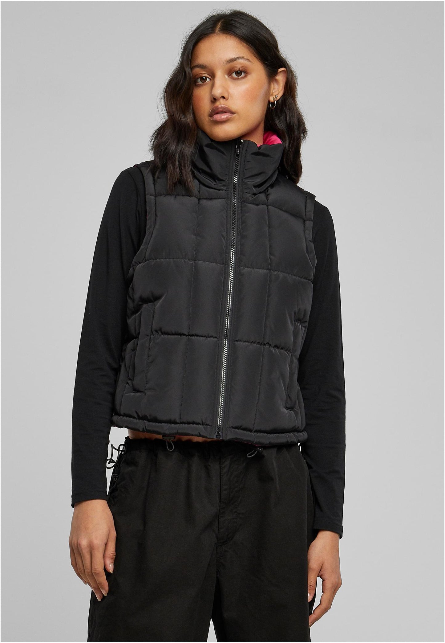 Ladies Reversible Cropped Puffer Vest