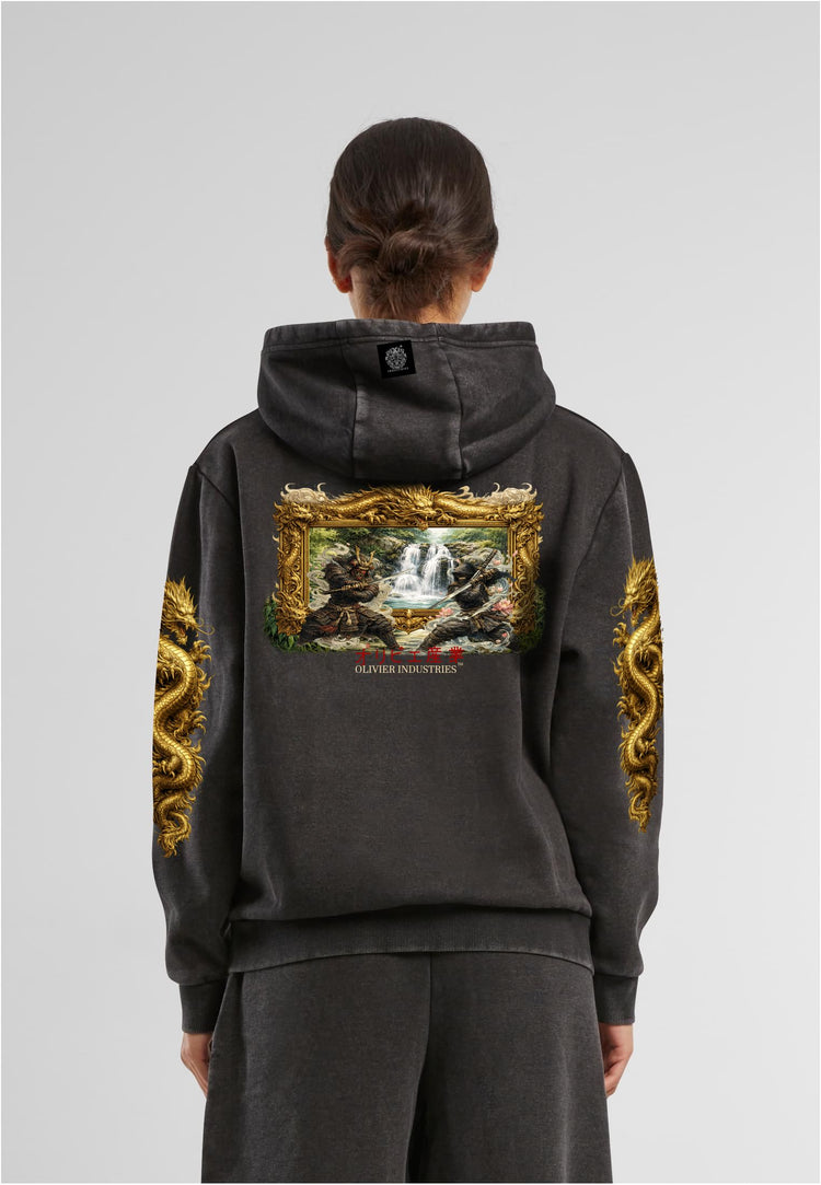 Olivier Industries ®  waterfall  samurai fight handmade limited edition Vintage oversized ladies Hoodie