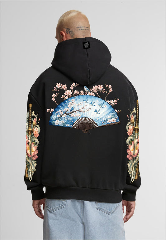 Olivier Industries TM Fächer all side printed limited handmade heavy unisex Hoodie blck