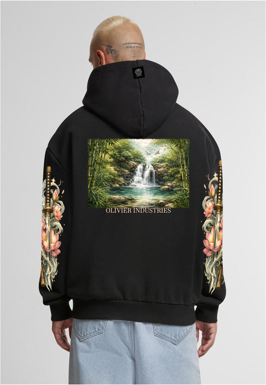 Olivier Industries TM Waterfall sword all side printed limited handmade heavy unisex Hoodie blck