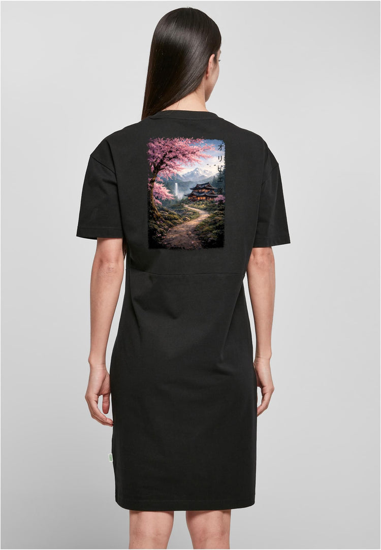 Olivier Industries TM - Samurai House 2 side print - Bio Ladies  slit dress blck