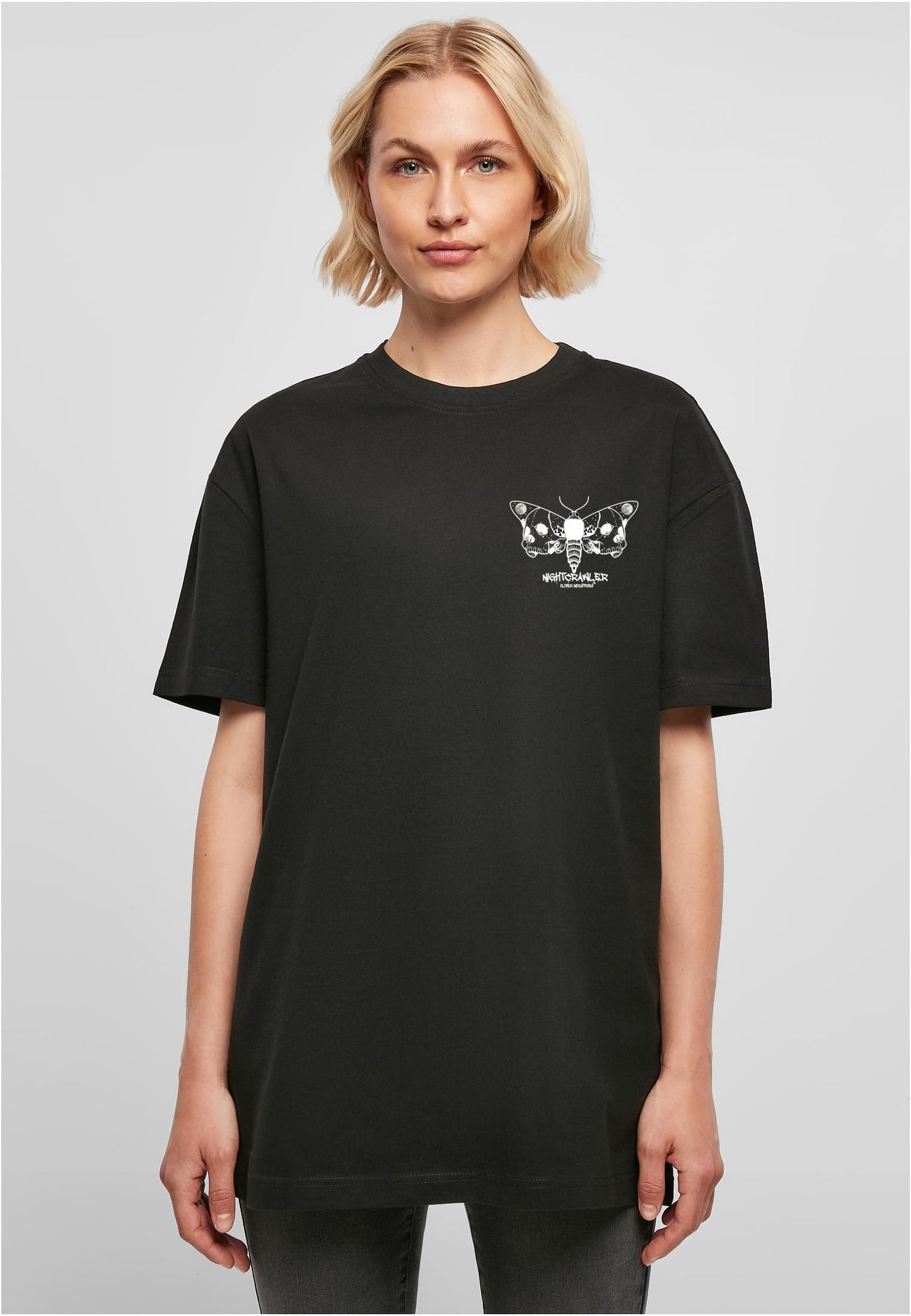 Olivier Industries Nightcrawler Black-white moon moth  Ladies Oversize Tee