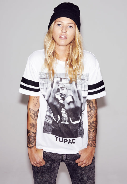 Tupac Fuck the World woman Mesh Baseball T-shirt - Olivier Industries ® Art & Apparel