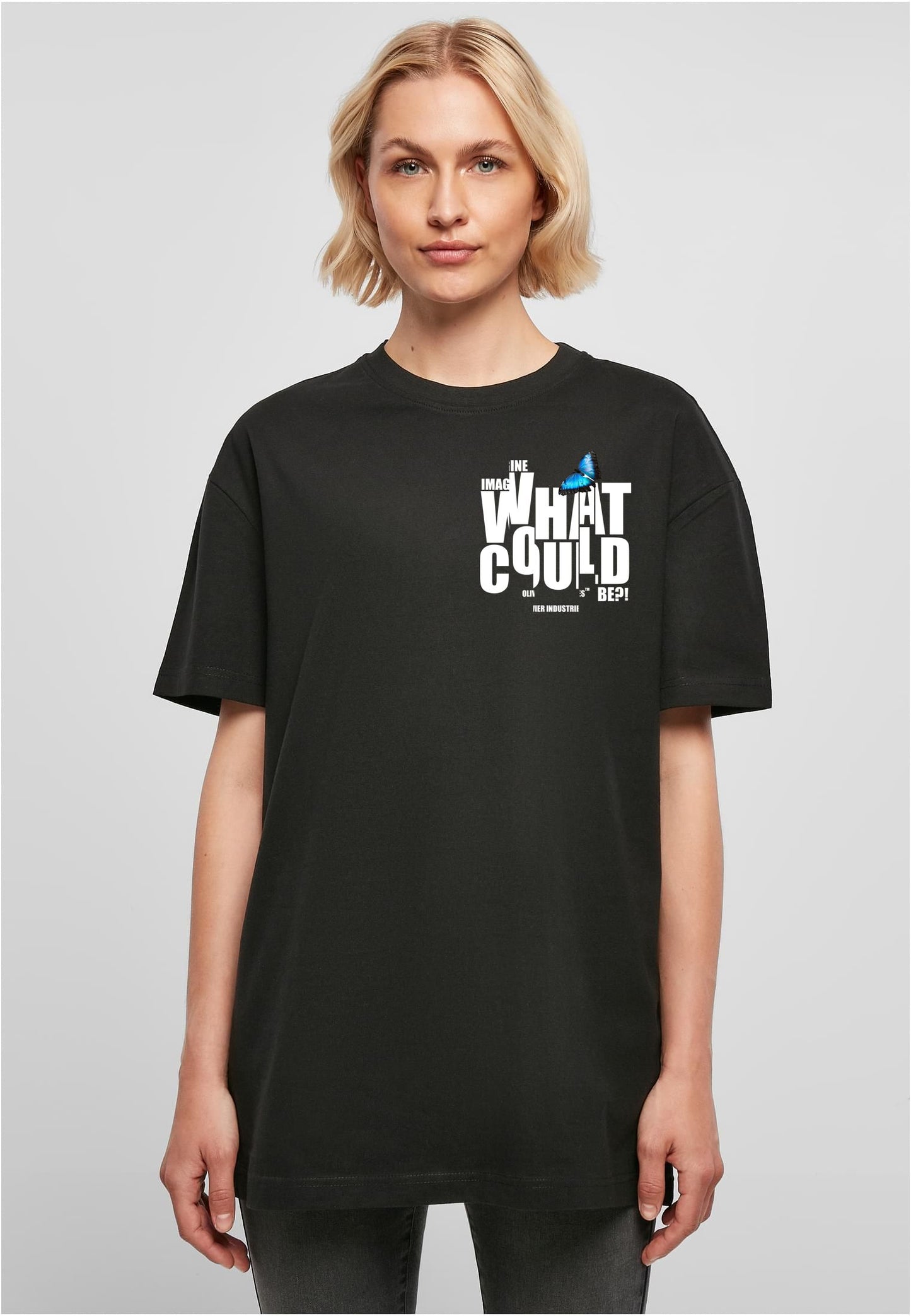 Olivier Industries TM - imagine what could be butterfly boyfriend double print oversize ladies tee