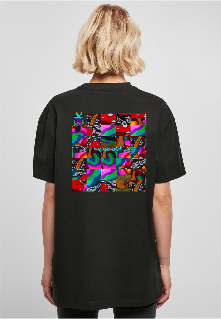 Olivier Industries TM frog mushroom psychodelic puzzle Ladies Boyfriend Tee