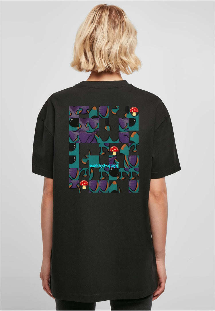 Olivier Industries TM frog mushroom psychodelic puzzle Ladies Boyfriend Tee