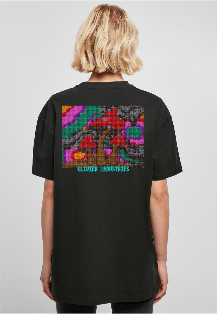 Olivier Industries ® picel art frog mushroom Ladies Boyfriend Tee