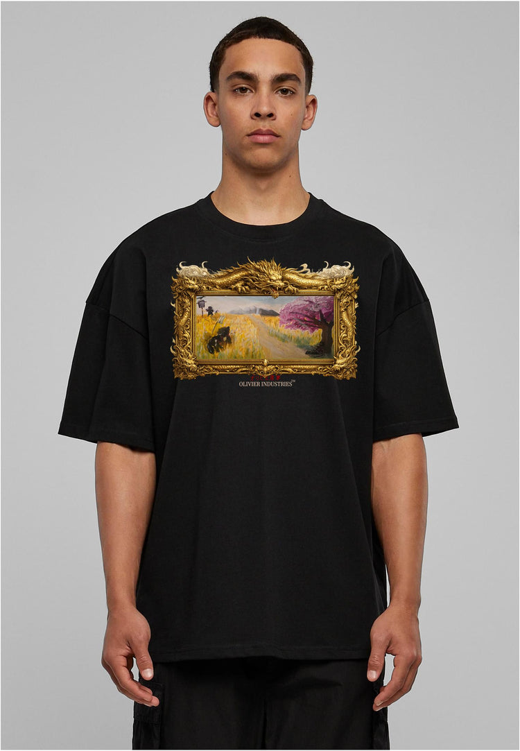 Olivier Industries TM - Handmade - original acryl samurai unisex heavy oversize Tee blck
