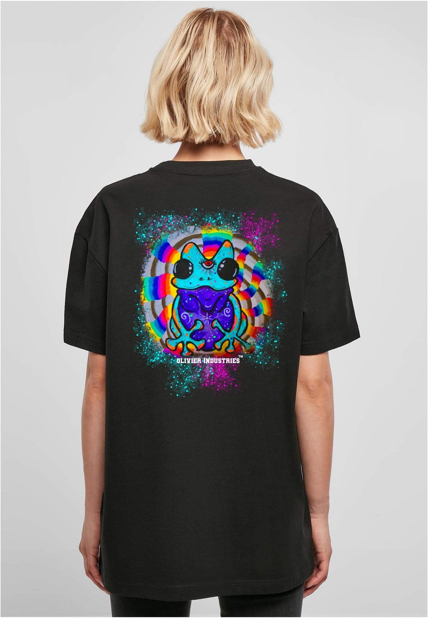 Olivier Industries TM frog psychodelic art Ladies Boyfriend Tee