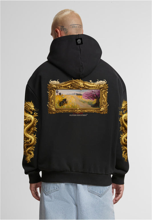 Olivier Industries TM original acryl dragon all side printed limited handmade heavy unisex Hoodie blck