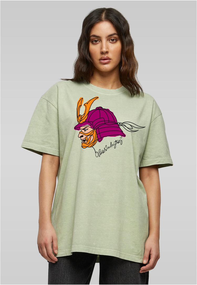 Olivier Industries TM -one line art Samurai -oversized vintage ladies tee