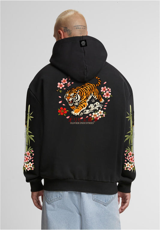 Olivier Industries TM Tiger all side printed limited handmade heavy unisex Hoodie blck