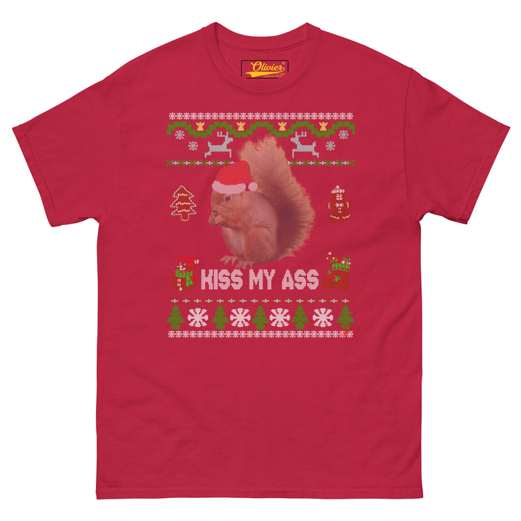 Olivier Industries TM Worldwide - christmas ugly sweater tee kiss my ass