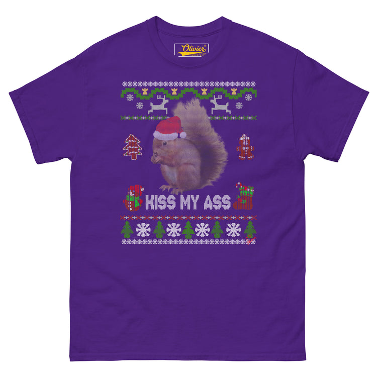 Olivier Industries TM Worldwide - christmas ugly sweater tee kiss my ass