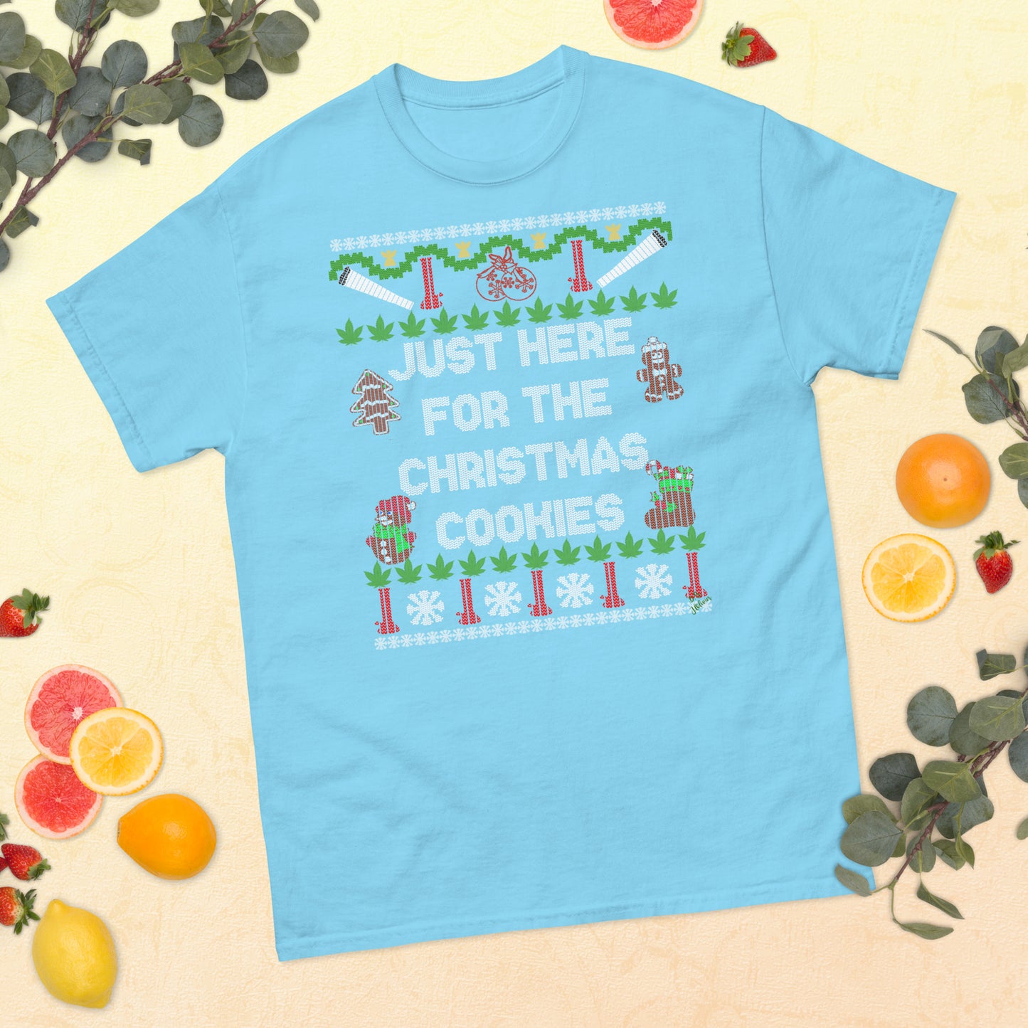Funny christmas ugly sweater Outfit Marijuana just for the cookies unisex T-shirt