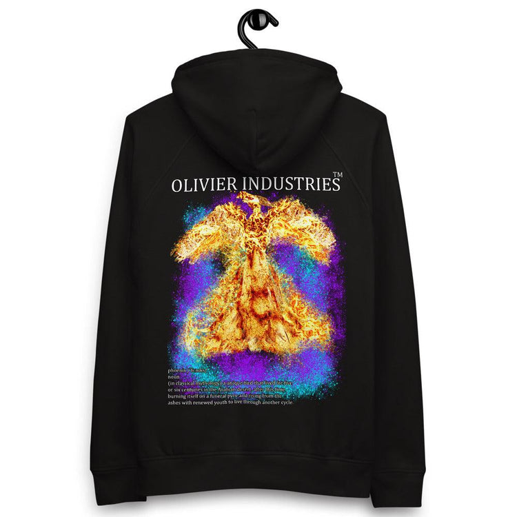 Olivier Industries ® Phoenix definition handmade art on organic cotton Bio Hoodie - Olivier Industries