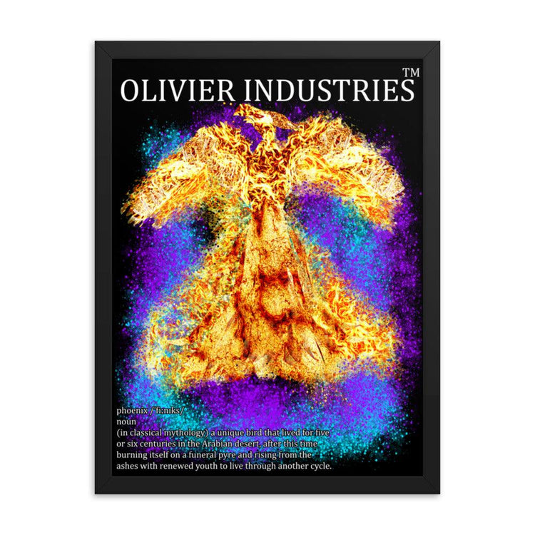 Olivier Industries ® Art Picture print Phoenix from the ashes hand painted design in Framed Poster - Olivier Industries
