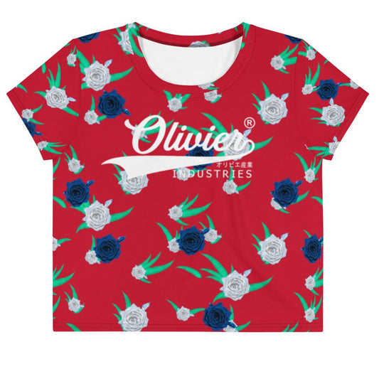 Olivier Industries ® Flower Handmade Allover-Crop-T-Shirt - Olivier Industries ® Art & Apparel