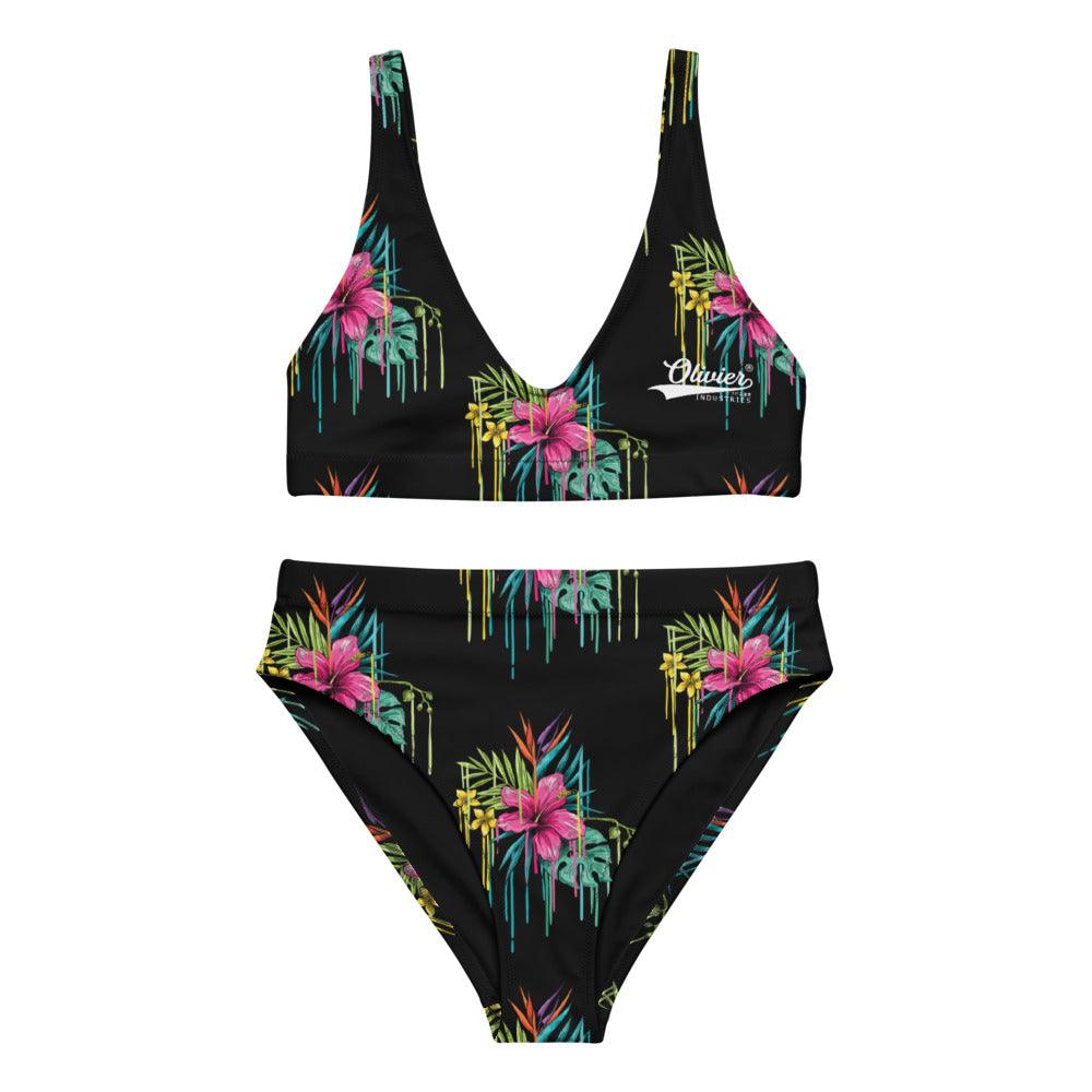 Olivier Industries TM Worldwide Leaves Art Recycelter Allover High Waist Bikini - Olivier Industries ® Art & Apparel