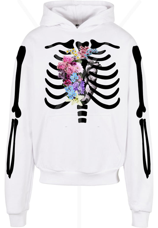 Olivier Industries ® floral skeleton anatomical heart ultra heavy oversized unisex Hoodie - Olivier Industries ® Art & Apparel