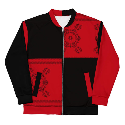 Olivier Industries ® Paisley red and Black handmade unisex lightweight Bomberjacket - Olivier Industries ® Art & Apparel