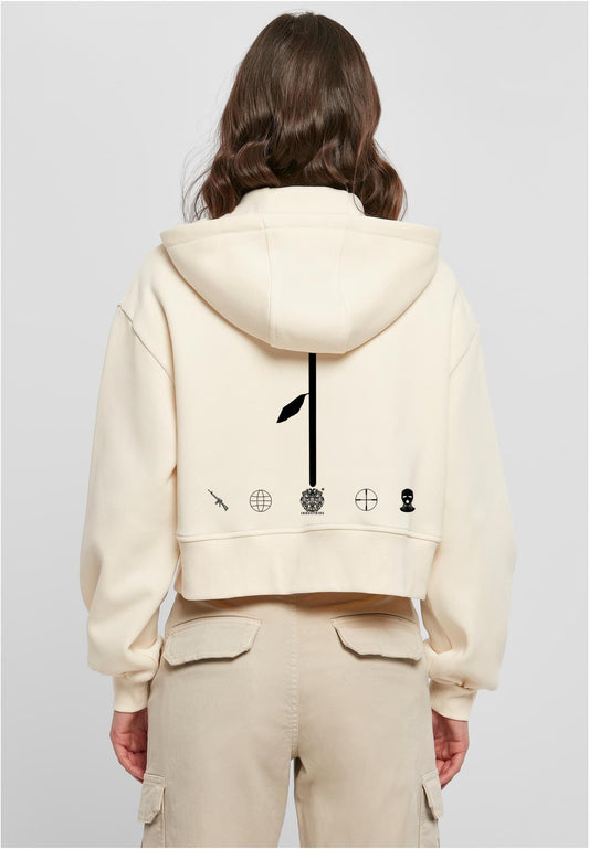Olivier Industries ® If I die Young Rose feather - woman oversized short Zip Hoodie - Olivier Industries ® Art & Apparel
