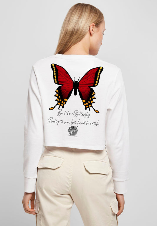 Olivier Industries ® Be like a Butterfly- Woman Longsleeve Crewneck Crop - Olivier Industries ® Art & Apparel