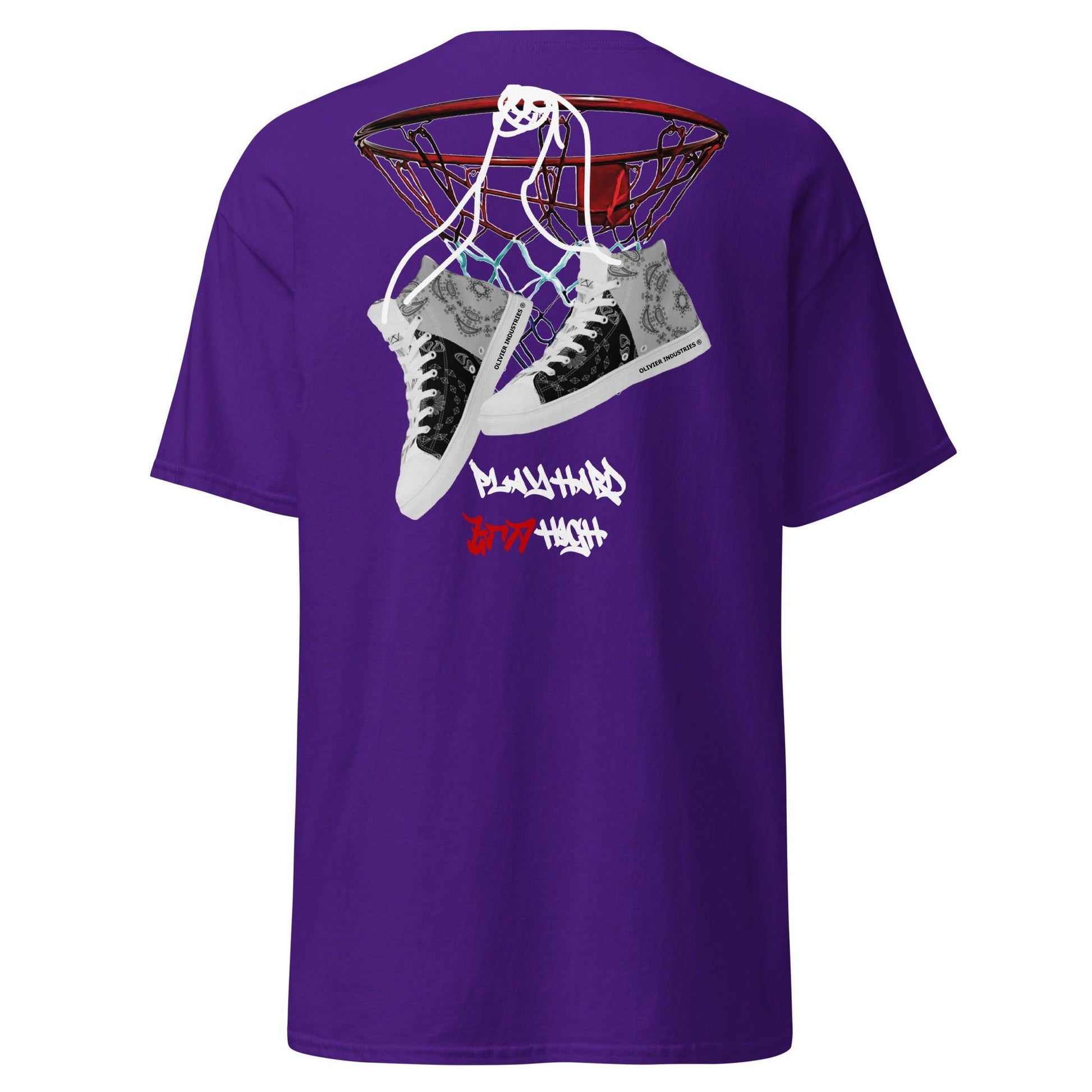 Olivier Industries TM Worldwide - Embr + Print - Fly High Basketball sneaker classic fit tee dif. Colors - Olivier Industries ® Art & Apparel