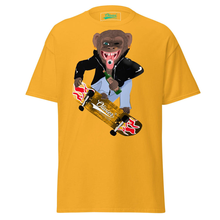 Olivier Industries ® Worldwide-The skating Ape Men fitted Tee - Olivier Industries ® Art & Apparel