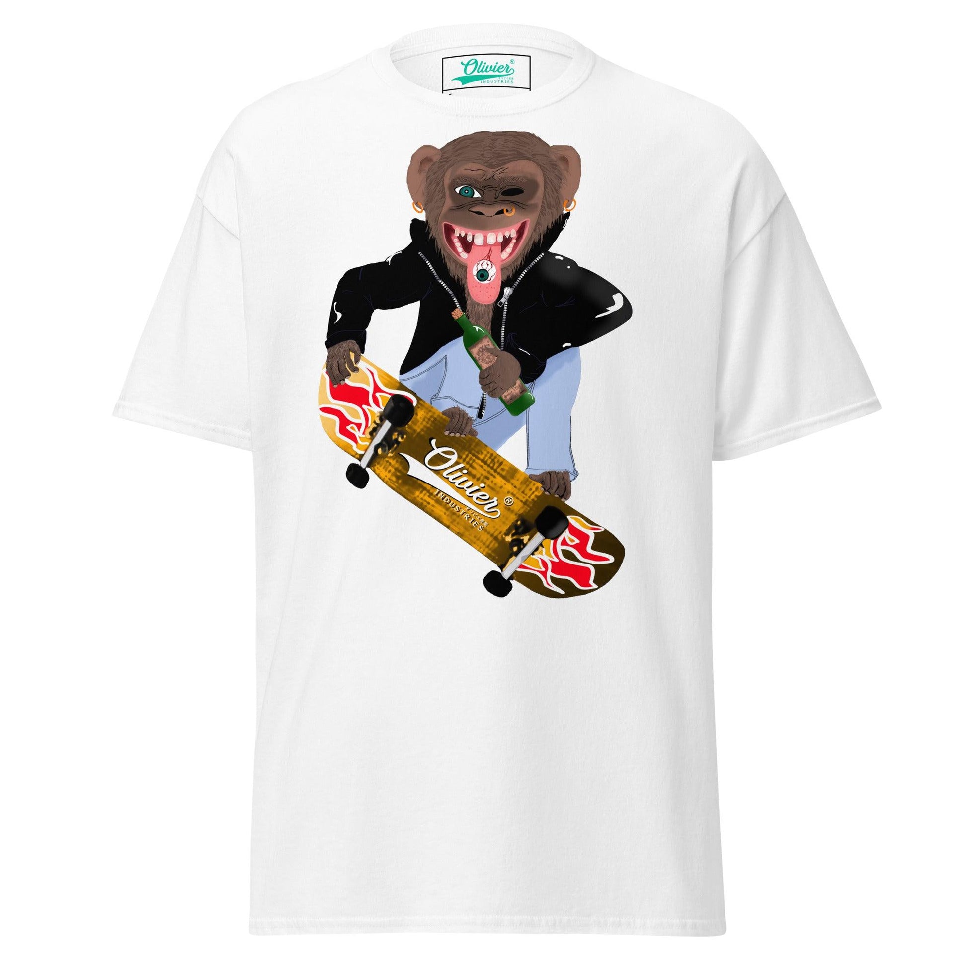 Olivier Industries ® Worldwide-The skating Ape Men fitted Tee - Olivier Industries ® Art & Apparel