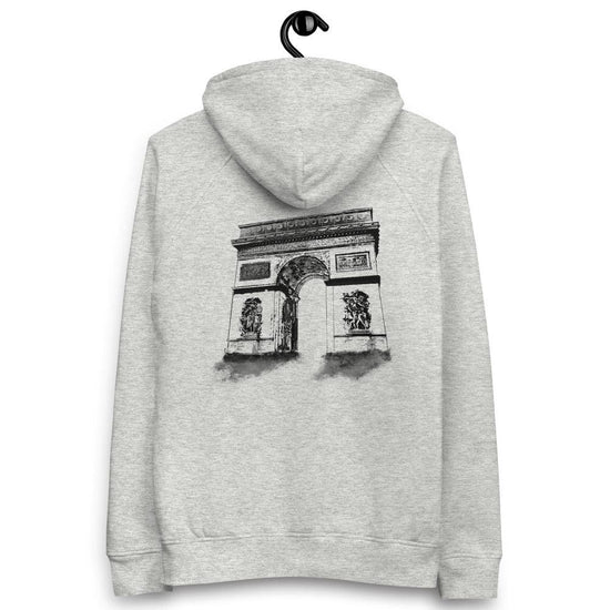 Olivier Industries ® Pencil drawn "l ´arc de triomphe " organic bio Unisex pullover hoodie - Olivier Industries