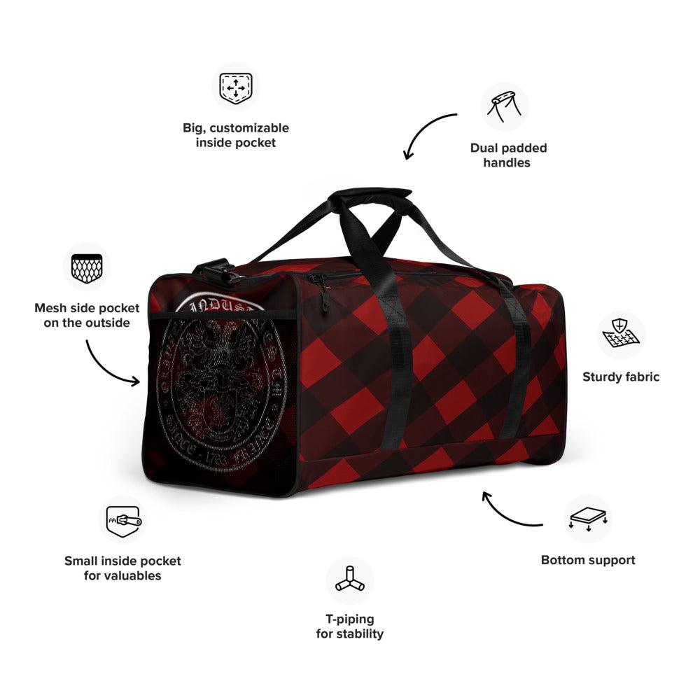 Olivier Industries TM Worldwide Pattern checked Red and Blue Weekender - Olivier Industries ® Art & Apparel