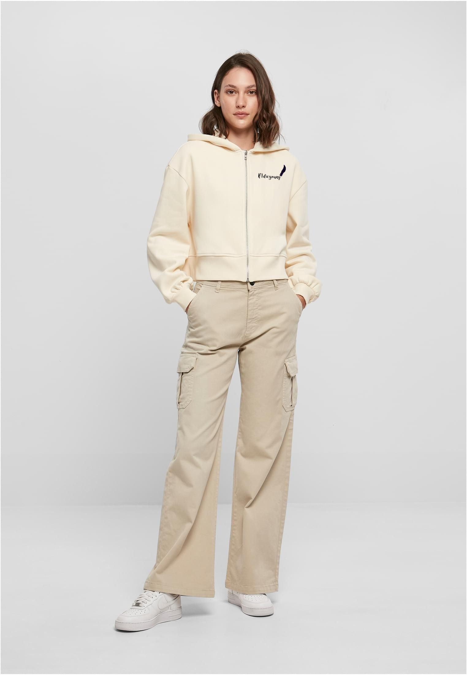 Olivier Industries ® If I die Young Rose feather - woman oversized short Zip Hoodie - Olivier Industries ® Art & Apparel