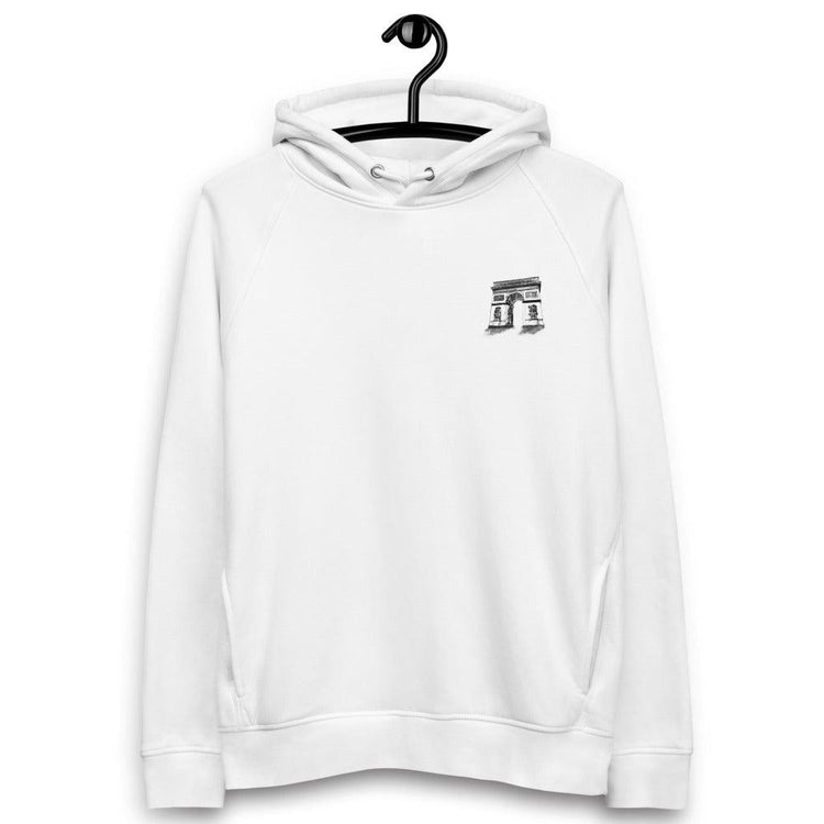 Olivier Industries ® Pencil drawn "l ´arc de triomphe " organic bio Unisex pullover hoodie - Olivier Industries