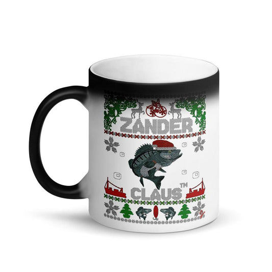 Zander Claus ® lustige Weihnachts- ugly sweater Look - Weihnachtstasse Matte, schwarze Zaubertasse - Olivier Industries