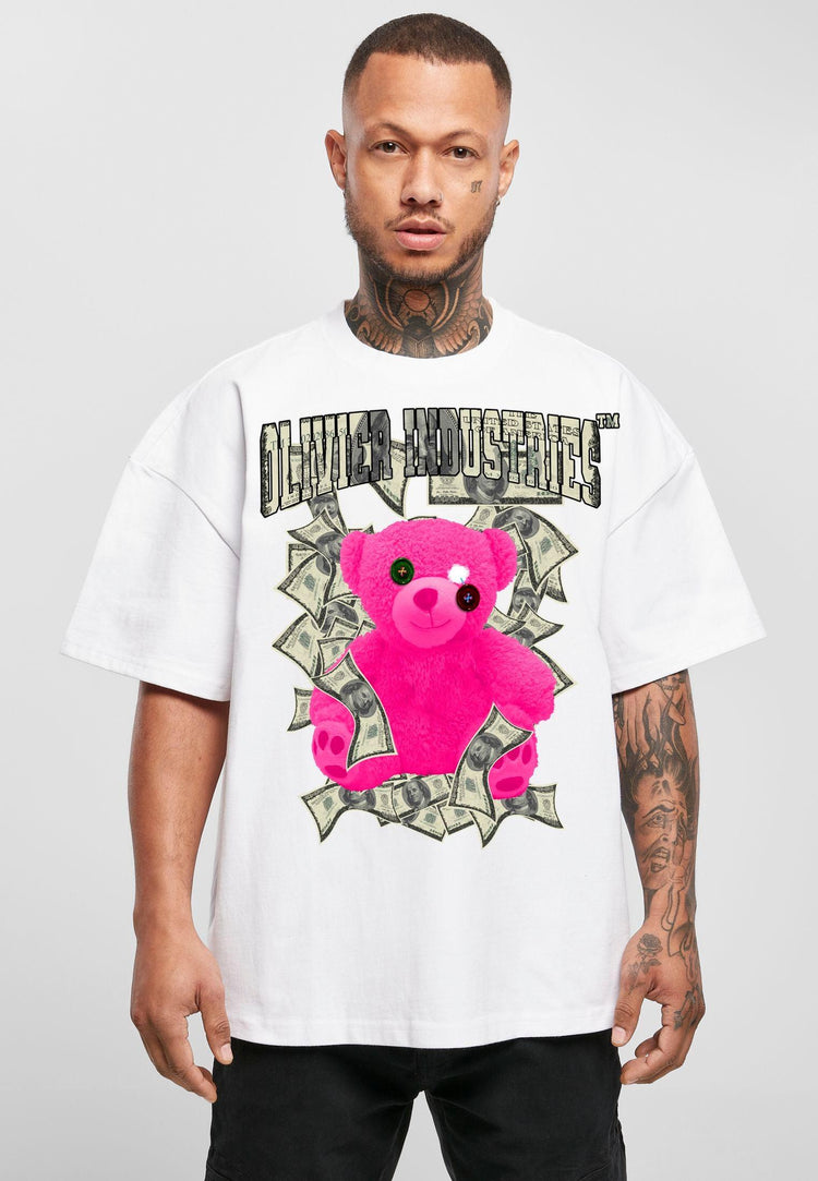 Olivier Industries ® Bear & Money handmade oversized heavy Tee - Olivier Industries ® Art & Apparel