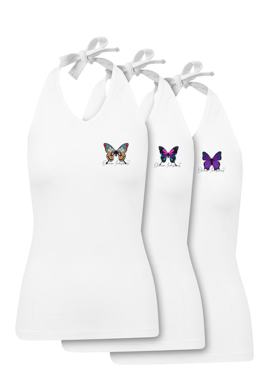 Olivier Industries ® 3 Pack Summer Butterfly Ladies Neckholder Top - Olivier Industries ® Art & Apparel