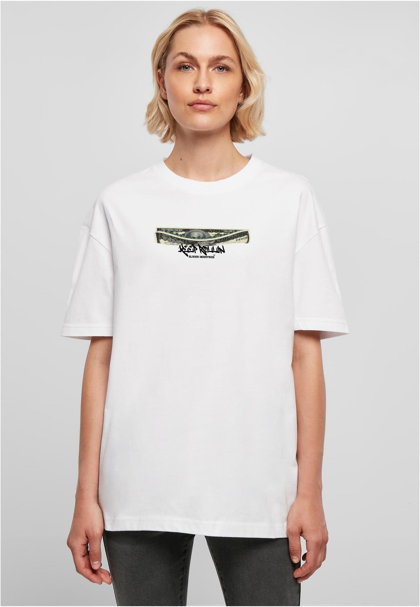 Olivier Industries ® Keep Rollin Cannabis Boyfriend Ladies oversized Tee - Olivier Industries ® Art & Apparel