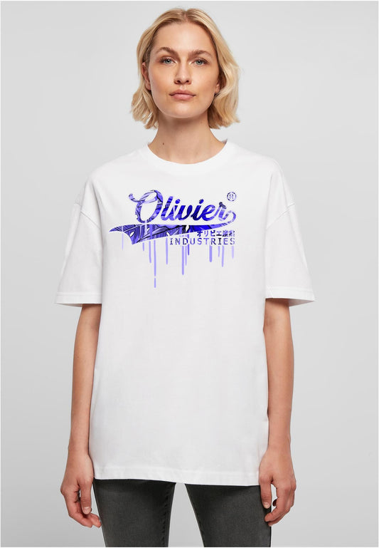 Olivier Industries ® Oversized - Summer style Logo blue violet - Ladies Boyfriend Tee - Olivier Industries ® Art & Apparel