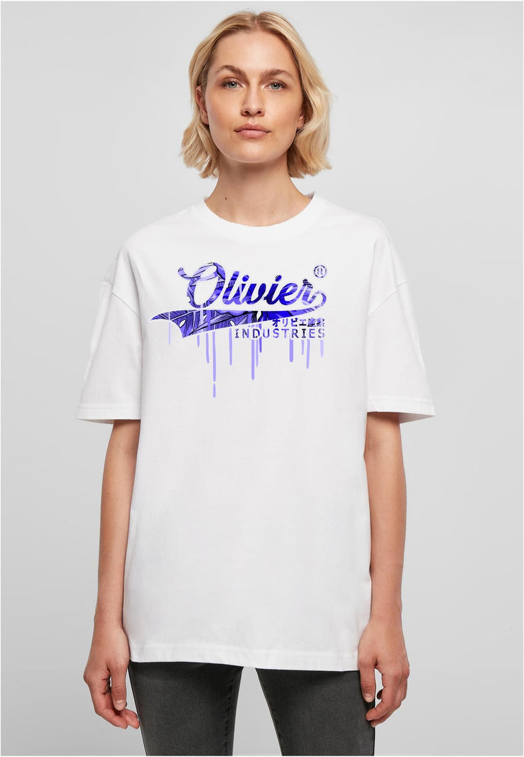 Olivier Industries ® Oversized - Summer style Logo blue violet - Ladies Boyfriend Tee - Olivier Industries ® Art & Apparel