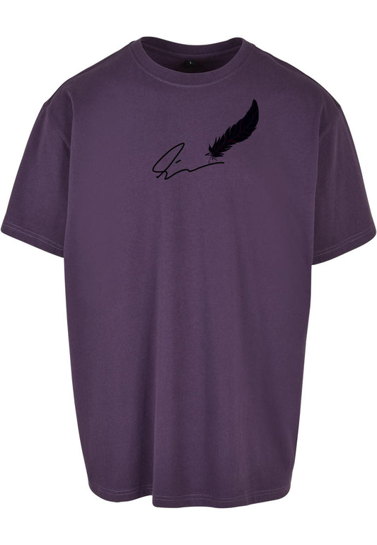 Olivier Industries ®Signature Feather -dark lilac oversized Men Tee - Olivier Industries ® Art & Apparel